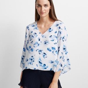 Club Monaco Orie Floral Bell Sleeve Top, Medium